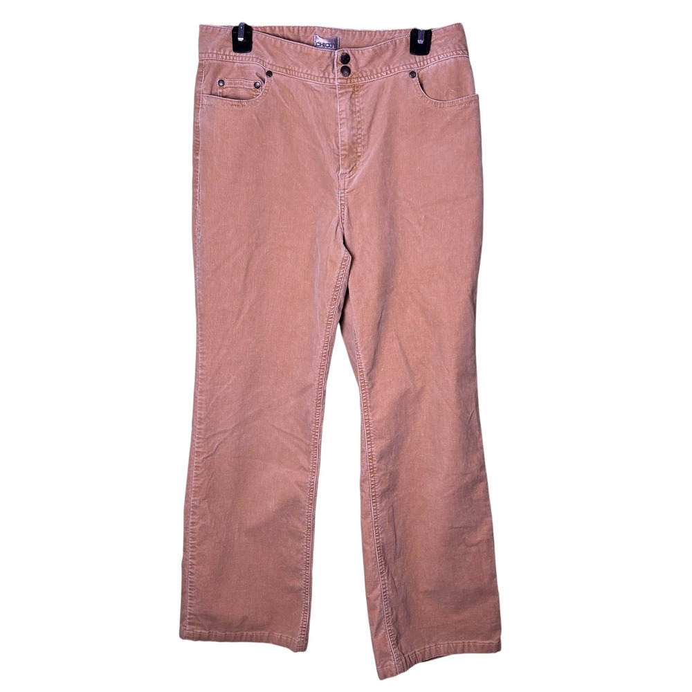Chicos‎ Corduroy Pants Size 1.5 Tan Cotton Blend Casual Comfort Women